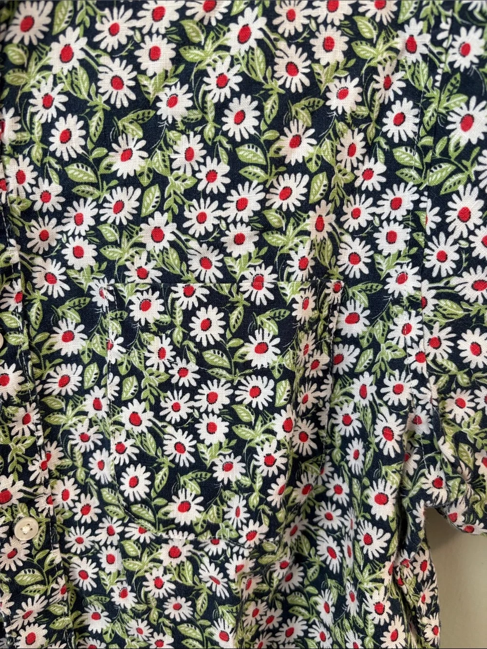 J. Crew Short Sleeve Daisy Button-Down Shirt in Black, White & Pink